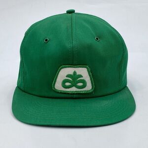 Vintage K-Brand Pioneer Seed Logo Snapback Trucker Hat Green USA Made (H23)